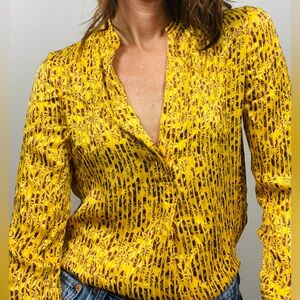 Alice + Olivia Amos Mock Neck Tunic – Rome Floral Tuscany (Marigold) Size S/P